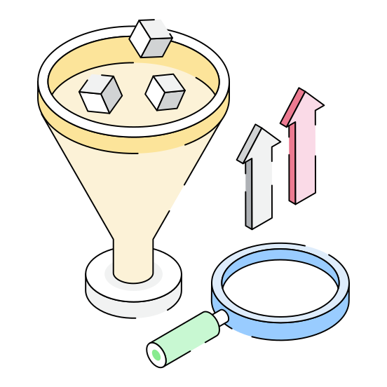 Data, Filtration, Funnel, Conversion, Search illustration