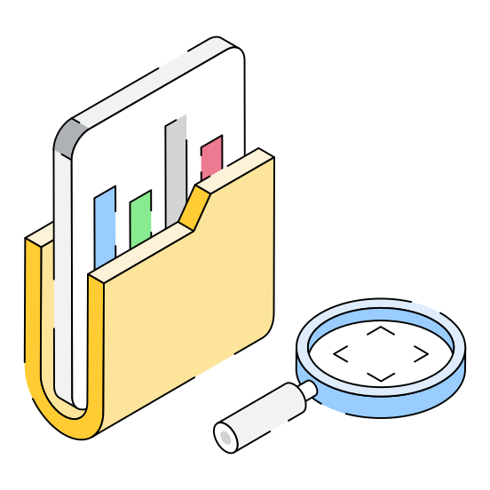Data, Folder, Research, Analytics, Infographics illustration