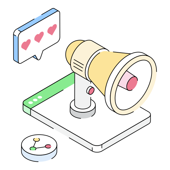 Media, Advertising, Social, Promotion, Web illustration