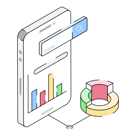 Mobile, Seo, Analysis, Online, Data illustration