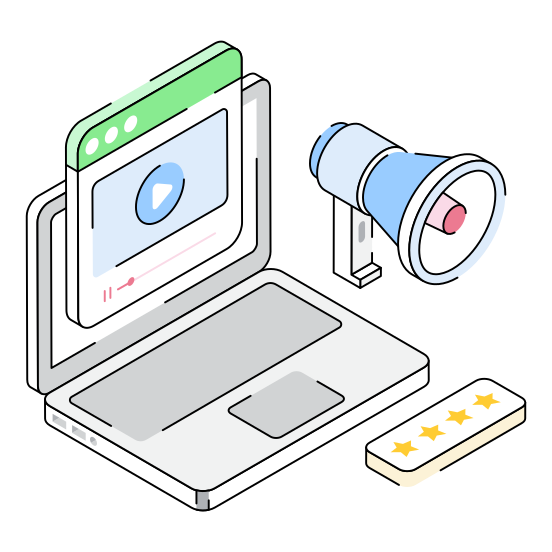 Promotional, Video, Advertising, Media, Content illustration