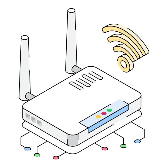 Router, Modem, Device, Wifi, Internet illustration