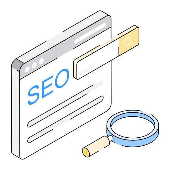 Seo, Search, Keywording, Research, Web illustration
