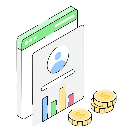 Trading, Profile, Paid, Online, Account illustration