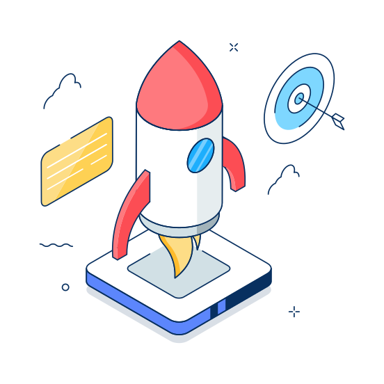 Business, Startup, Entrepreneurship, Innovation, Company, Growth, Rocket illustration