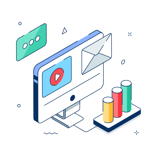 Digital, Marketing, Online, Virtual, Social Media, Email, Communication illustration