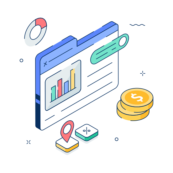 Financial, Data, Analysis, Statistics, Stats, Analytics, Dashboard illustration