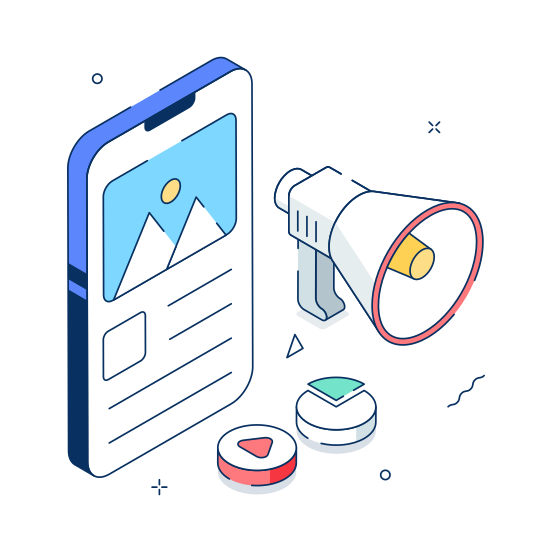 Mobile, Marketing, Digital, Content, Internet, Social Media, Promotion illustration