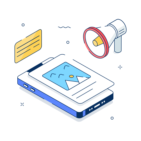 Mobile, Marketing, Digital, Content, Social Media, Advertisement, Promotion illustration