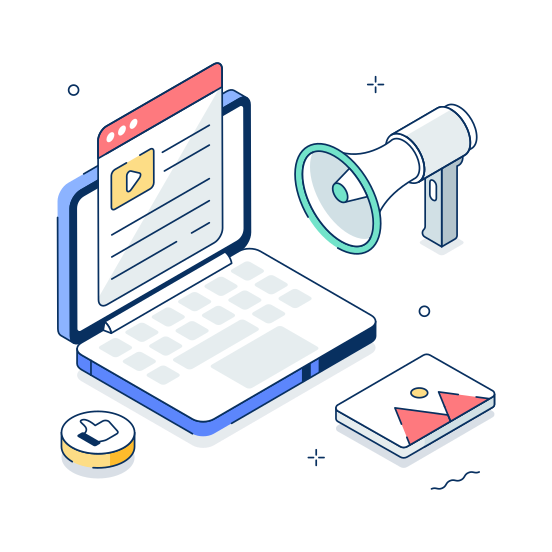 Social Media, Marketing, Digital, Online, Internet, Website, Promotion illustration