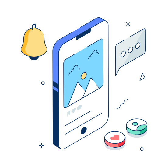 Social Media, Notification, Online, Alert, Mobile, Digital, Update illustration