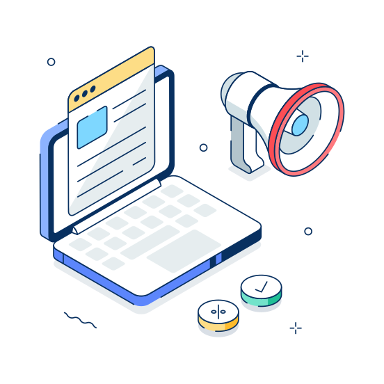Website, Marketing, Campaign, Promotion, Content, Webpage, Digital illustration
