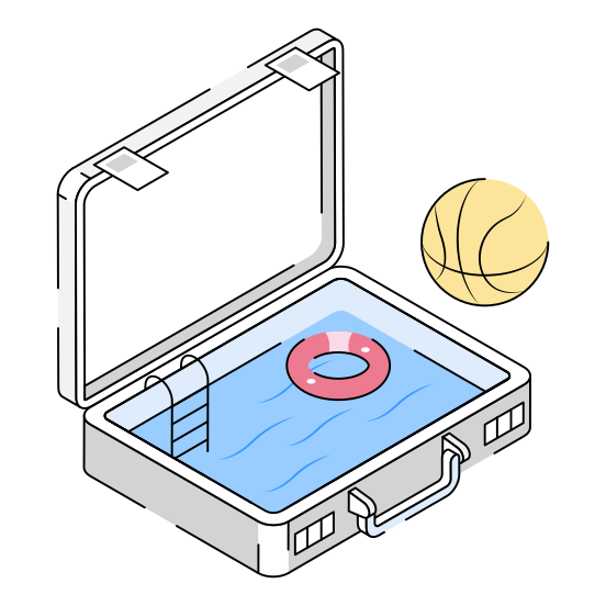 Beach, Ball, Bag, Baggage, Luggage illustration