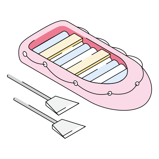 Boat, Ship, Raft, Rowing, Oars illustration