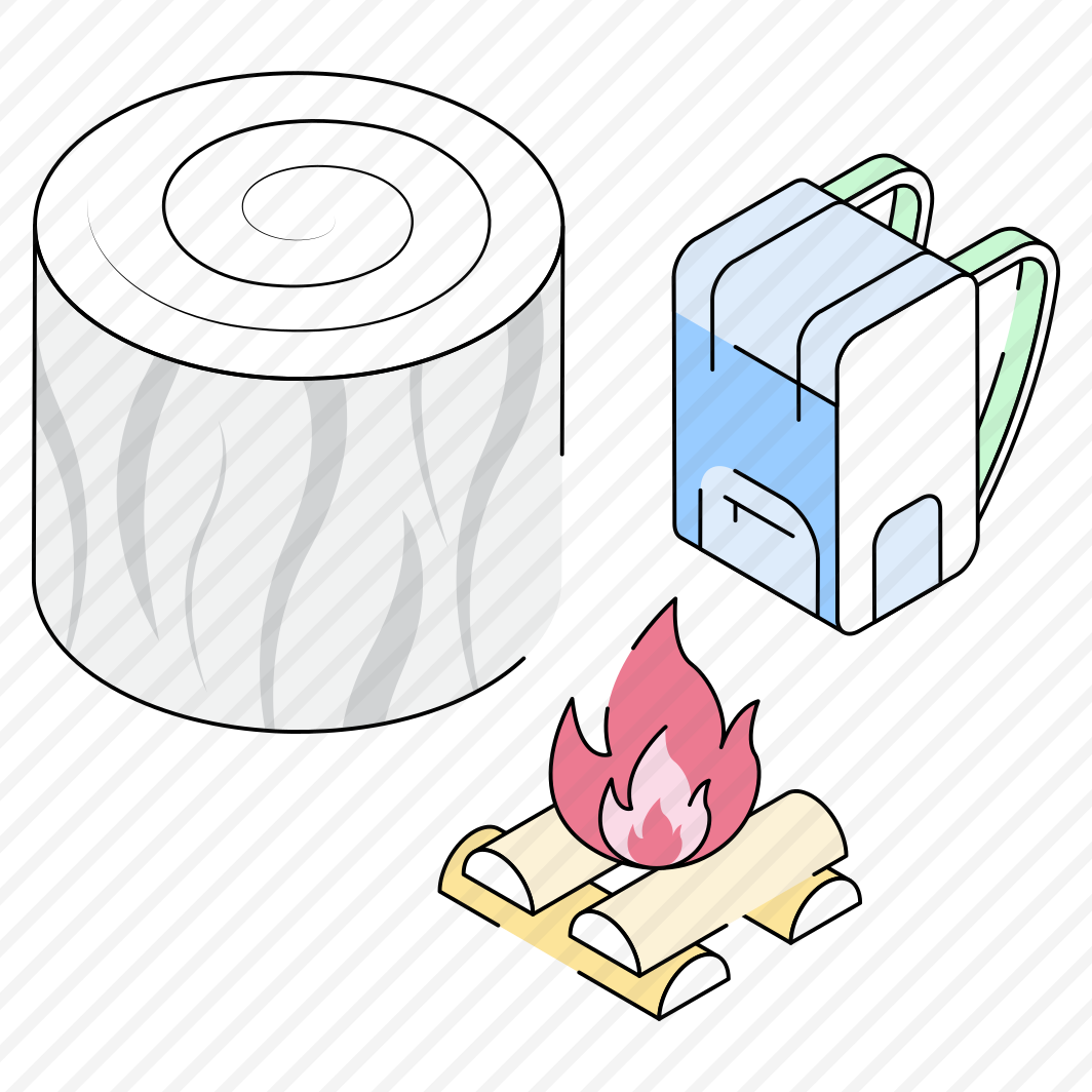 Campsite, Wood, Log, Bag, Backpack preview