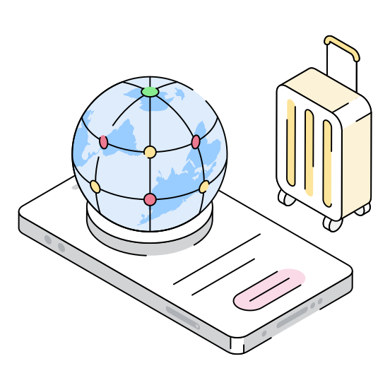 Global, International, Online, Luggage, Baggage illustration