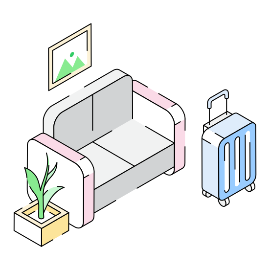 Luggage, Baggage, Bag, Sofa, Couch illustration