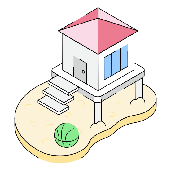 Resort, Lodge, Cabin, Beach, Residence illustration