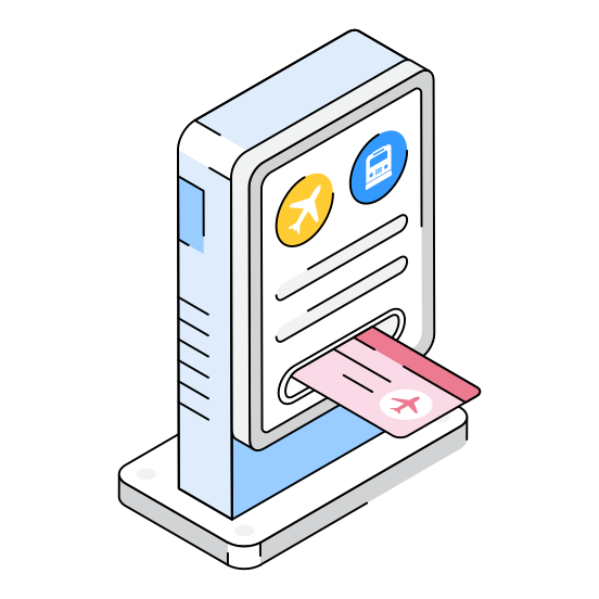 Ticket, Booking, Reservation, Terminal, Panel illustration