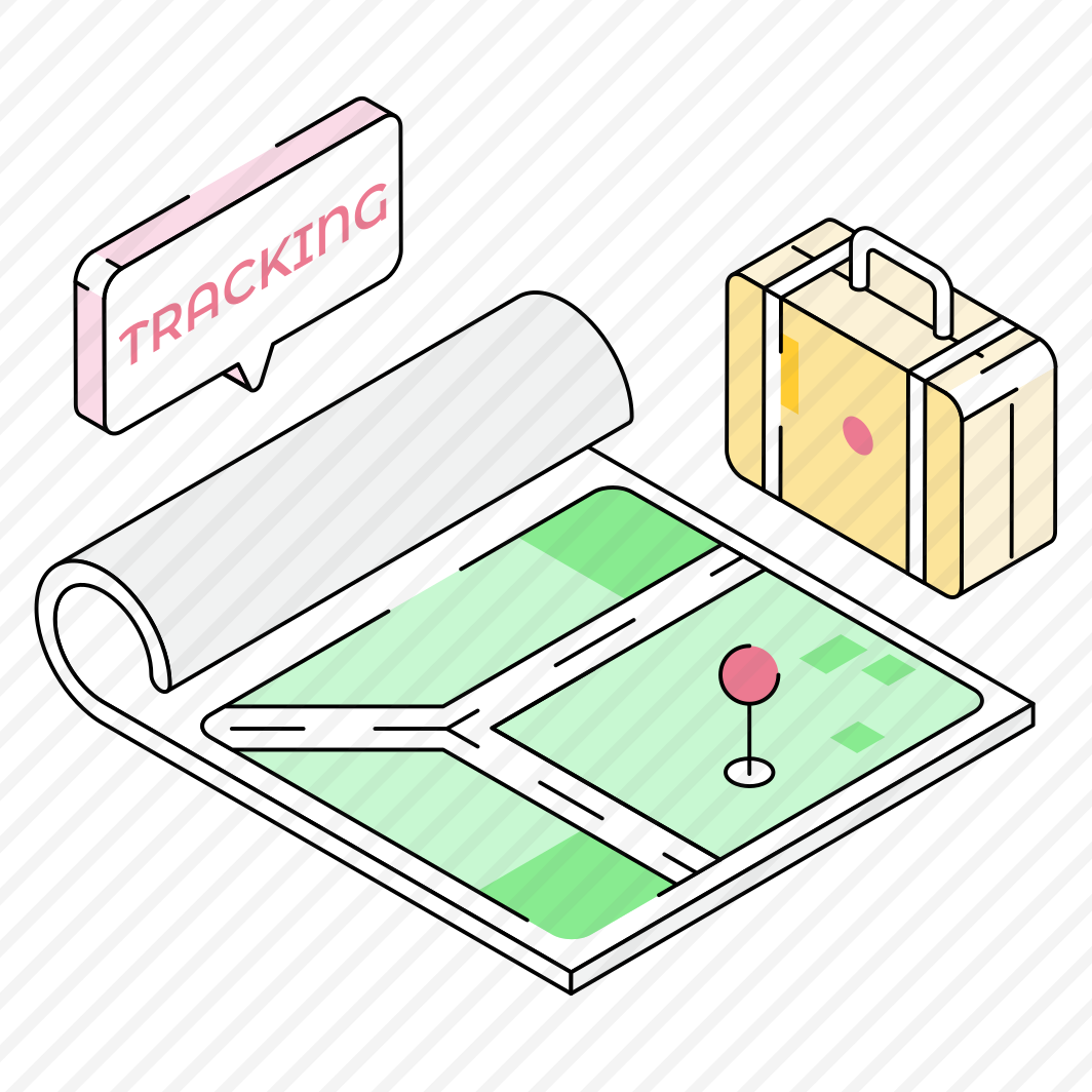 Tracking, Map, Navigation, Luggage, Baggage preview