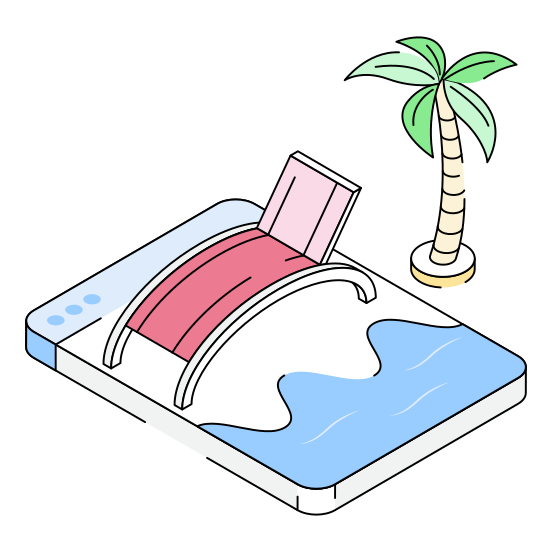 Tropical, Outdoor, Resort, Sunbed, Website illustration