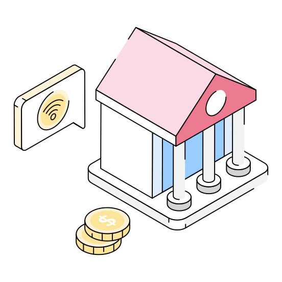 Banking, Online, Building, Deposit, Architecture illustration