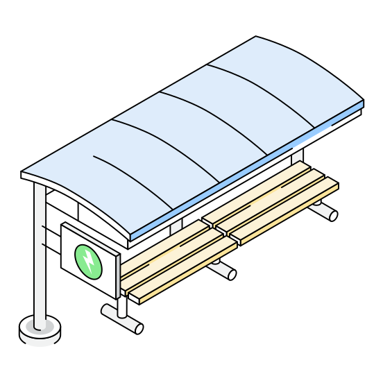 Bus, Stand, Terminal, Waiting, Area, illustration