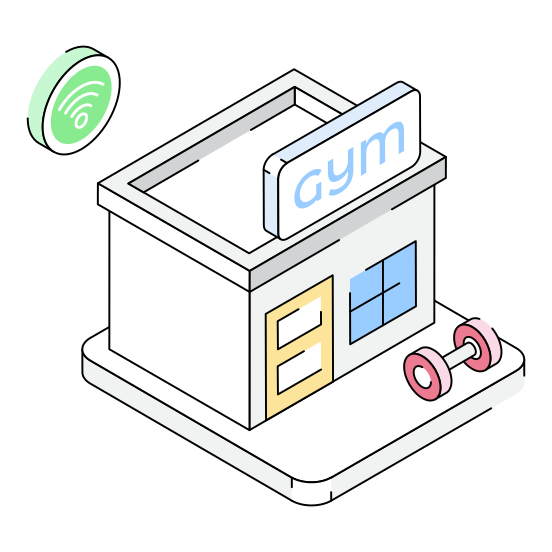 Gym, Building, Architecture, Wifi, Dumbbell illustration