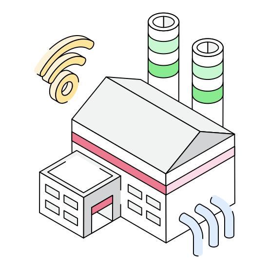 Industry, Factory, Iot, Wifi, Signals illustration
