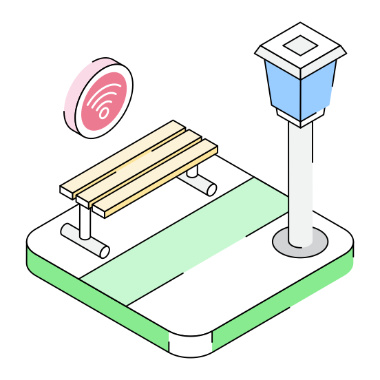 Outdoor, Bench, Park, Sitting, Area, Wifi, illustration