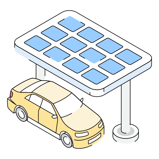 Solar, Car, Charging, Electric, Vehicle, illustration