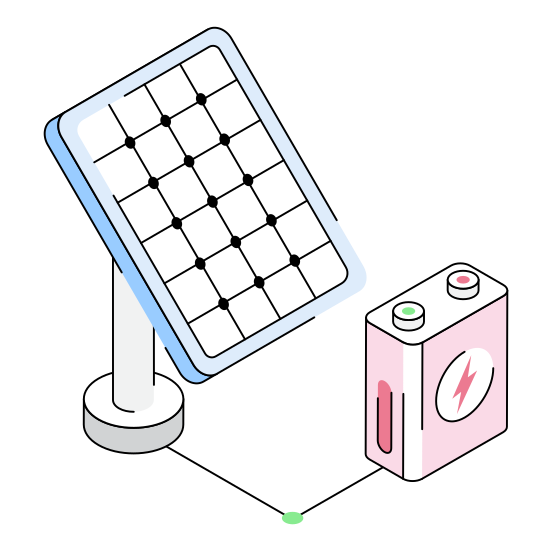 Solar, Panel, Battery, Charging, Energy illustration