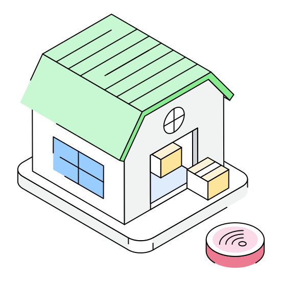 Warehouse, Storehouse, Stocktroom, Depot, Wifi illustration