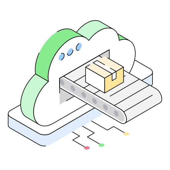 Conveyor, Package, Box, Cloud, Storage illustration
