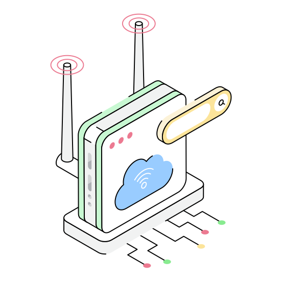 Device, Router, Modem, Cloud, Storage illustration