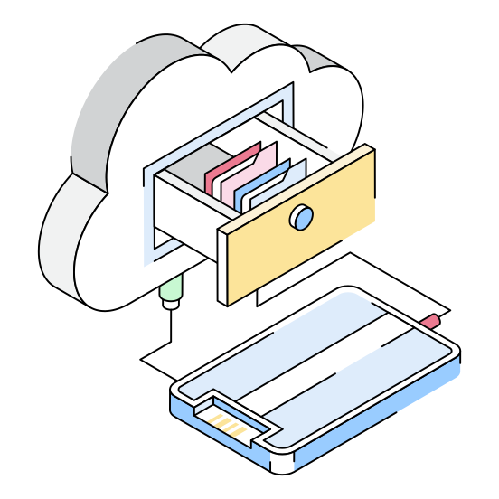 Drawer, Folder, Files, Cloud, Storage illustration