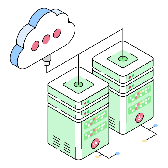 Hosting, Servers, Cloud, Storage, Hosting illustration
