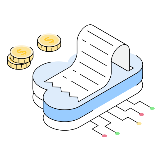 Invoice, Billing, Money, Cloud, Storage illustration