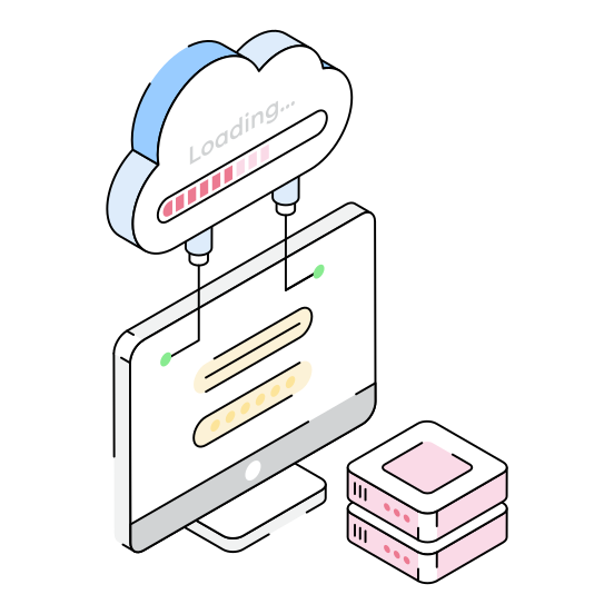 Loading, Computer, Device, Cloud, Storage illustration