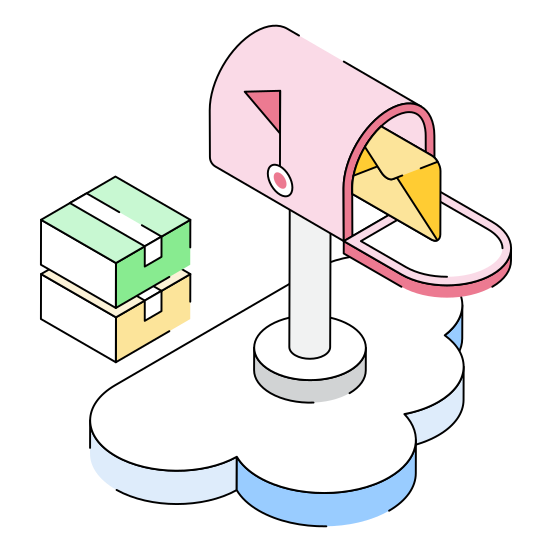 Mail, Message, Cloud, Storage, Hosting illustration