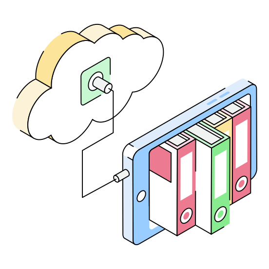 Phone, Files, Binders, Cloud, Storage illustration