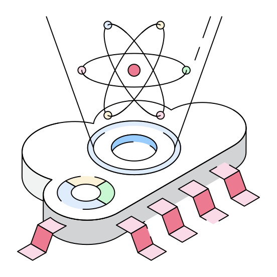 Quantum, Science, Cloud, Storage, Hosting illustration