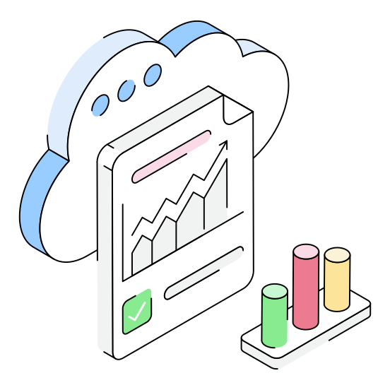 Report, Analytics, Statistics, Cloud, Storage illustration