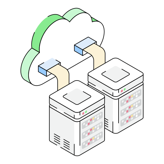 Server, Connection, Cloud, Storage, Hosting illustration