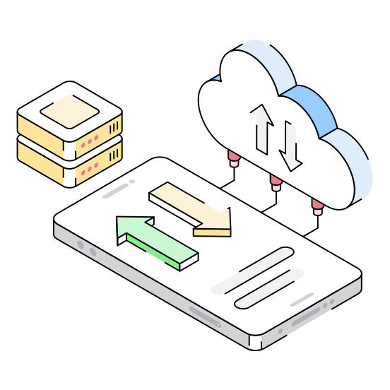 Smartphone, Transfer, Online, Cloud, Storage illustration