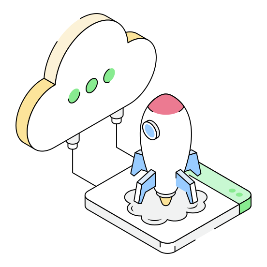 Startup, Launch, Cloud, Storage, Hosting illustration