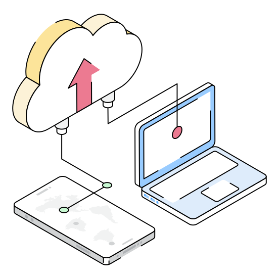 Upload, Export, Laptop, Cloud, Storage illustration