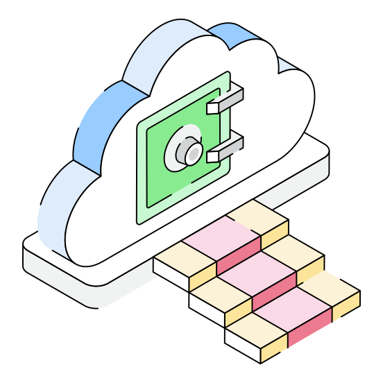 Vault, Locker, Cloud, Storage, Hosting illustration