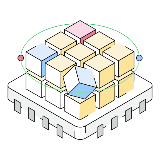 Modelling, Cubes, Chip, Ai, Ml illustration
