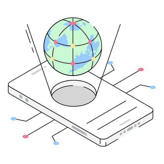 Projection, Holographic, World, Mobile, Ai illustration